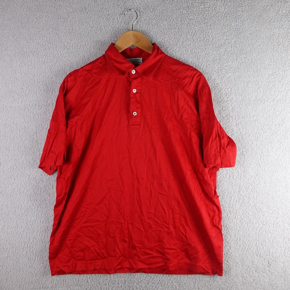 Gran Sasso Saks Fifth Avenue Mens Red Short Sleeve Polo Shirt Made in‎ Italy XL